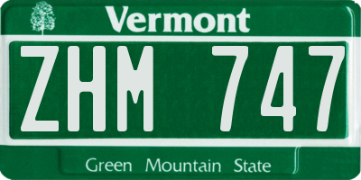 VT license plate ZHM747