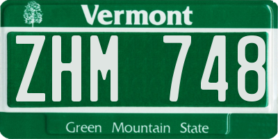 VT license plate ZHM748