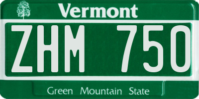 VT license plate ZHM750