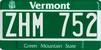 VT license plate ZHM752
