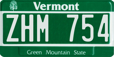 VT license plate ZHM754
