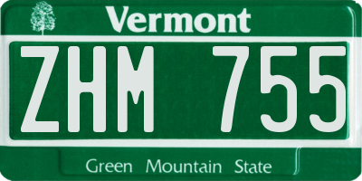 VT license plate ZHM755