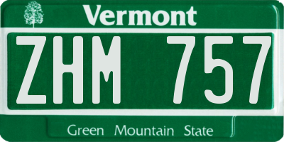 VT license plate ZHM757