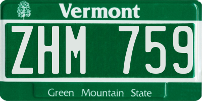 VT license plate ZHM759