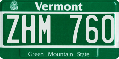 VT license plate ZHM760