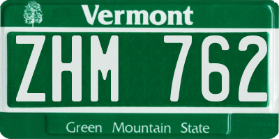 VT license plate ZHM762