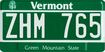 VT license plate ZHM765