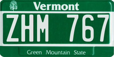 VT license plate ZHM767