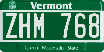 VT license plate ZHM768