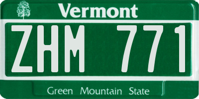 VT license plate ZHM771