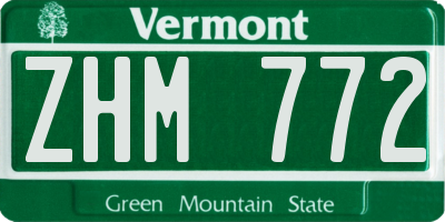 VT license plate ZHM772