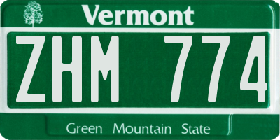 VT license plate ZHM774