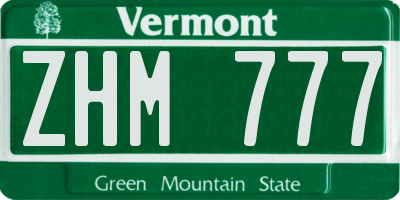 VT license plate ZHM777