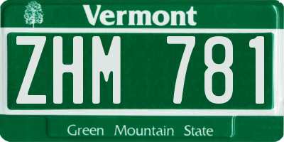 VT license plate ZHM781