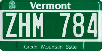 VT license plate ZHM784