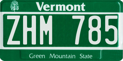 VT license plate ZHM785