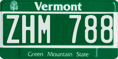 VT license plate ZHM788