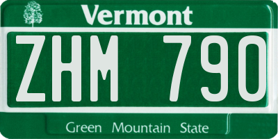 VT license plate ZHM790