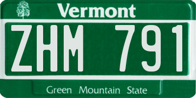 VT license plate ZHM791