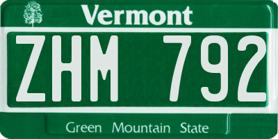 VT license plate ZHM792