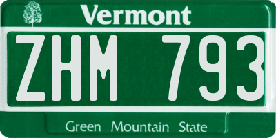 VT license plate ZHM793