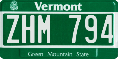 VT license plate ZHM794
