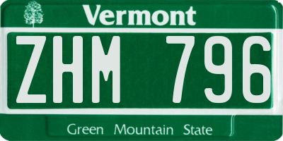 VT license plate ZHM796