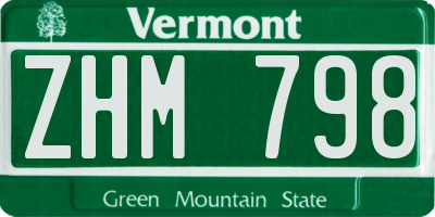 VT license plate ZHM798