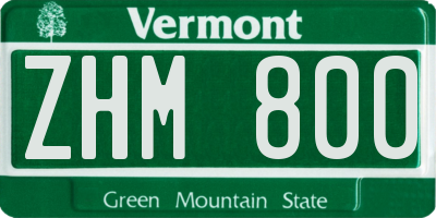 VT license plate ZHM800
