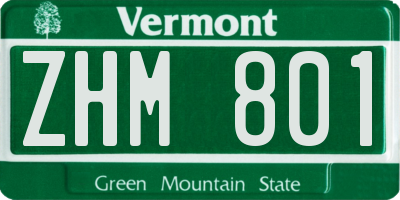 VT license plate ZHM801