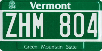 VT license plate ZHM804