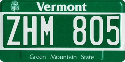 VT license plate ZHM805