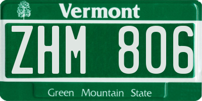 VT license plate ZHM806
