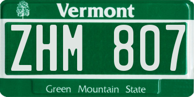 VT license plate ZHM807