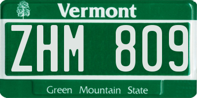 VT license plate ZHM809
