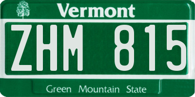 VT license plate ZHM815