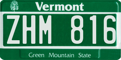 VT license plate ZHM816