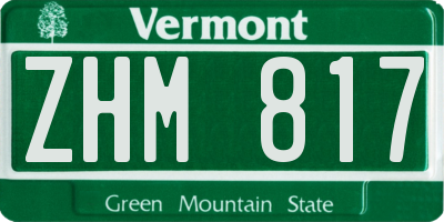 VT license plate ZHM817