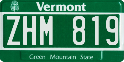 VT license plate ZHM819