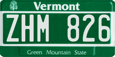 VT license plate ZHM826