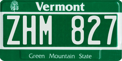 VT license plate ZHM827
