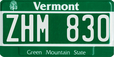 VT license plate ZHM830