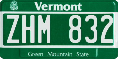 VT license plate ZHM832
