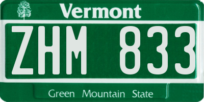 VT license plate ZHM833