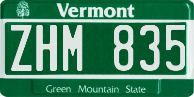 VT license plate ZHM835