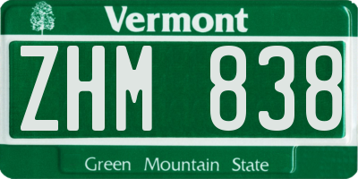 VT license plate ZHM838