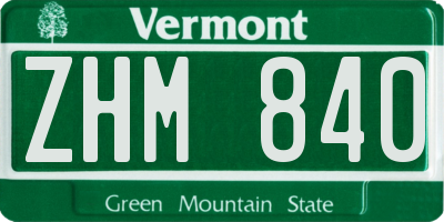 VT license plate ZHM840