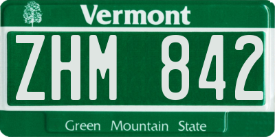 VT license plate ZHM842