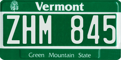 VT license plate ZHM845