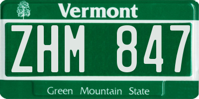 VT license plate ZHM847
